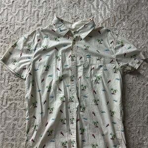Aeropostale Palm and Bird Print Casual Shirt size large